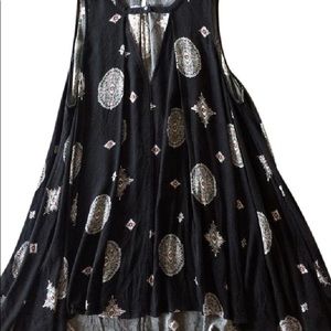 Free People Retro Print Tunic in Raven Combo